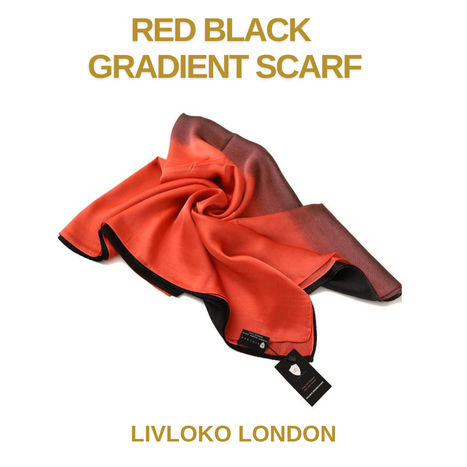 Looking for a Mother's Day present she will adore for years to come? Take a look at our Red Black Gradient Satin Scarf.