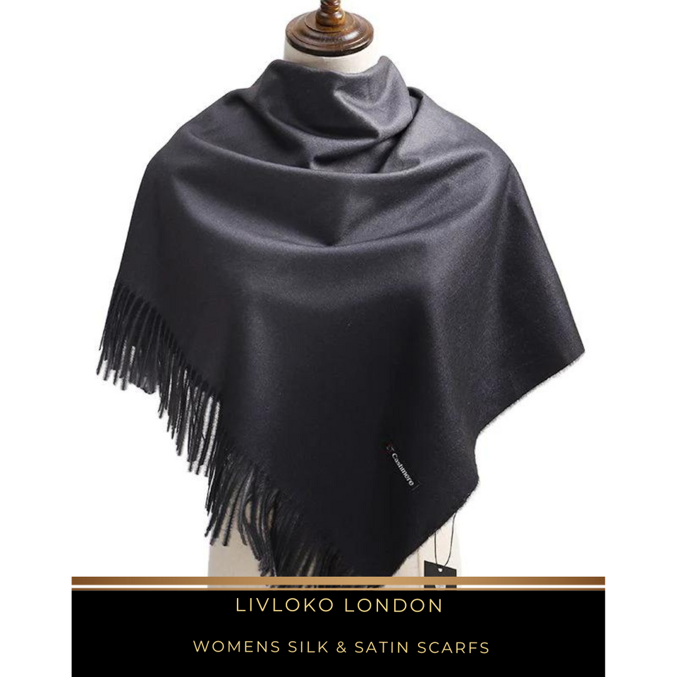 Charcoal & Flint Black Pashmina Shawl - Livloko London