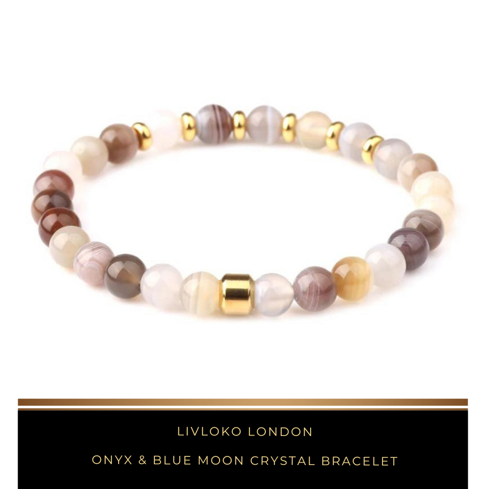 Onyx & Blue Moon Crystal Bracelet - Livloko London