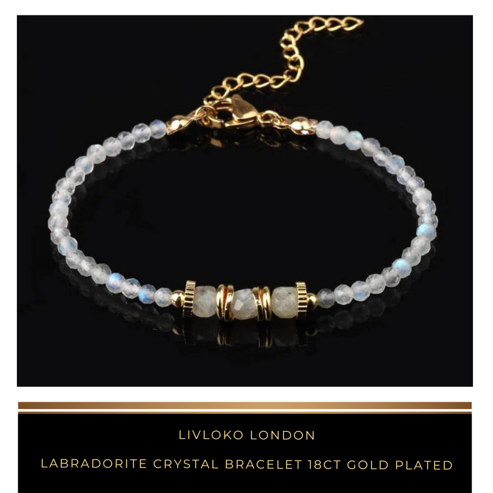 Labradorite Crystal Bracelet 18ct Gold Plated - Livloko London