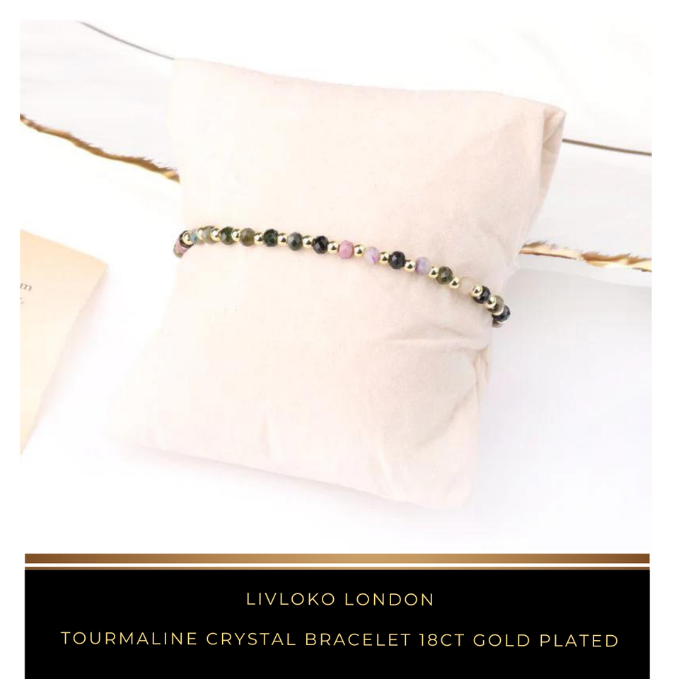 Tourmaline Crystal Bracelet 18ct Gold Plated - Livloko London