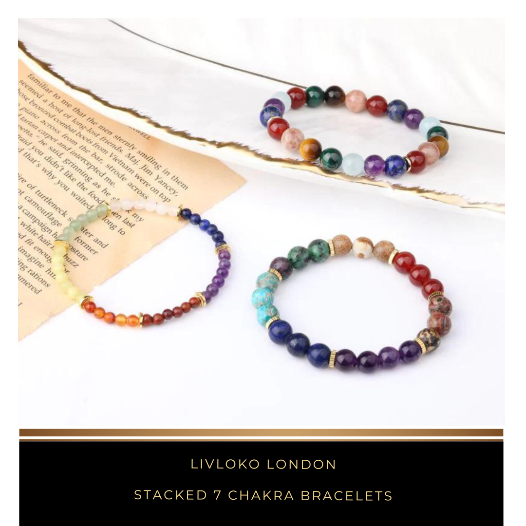 Stacked 7 Chakra Bracelets - Livloko London