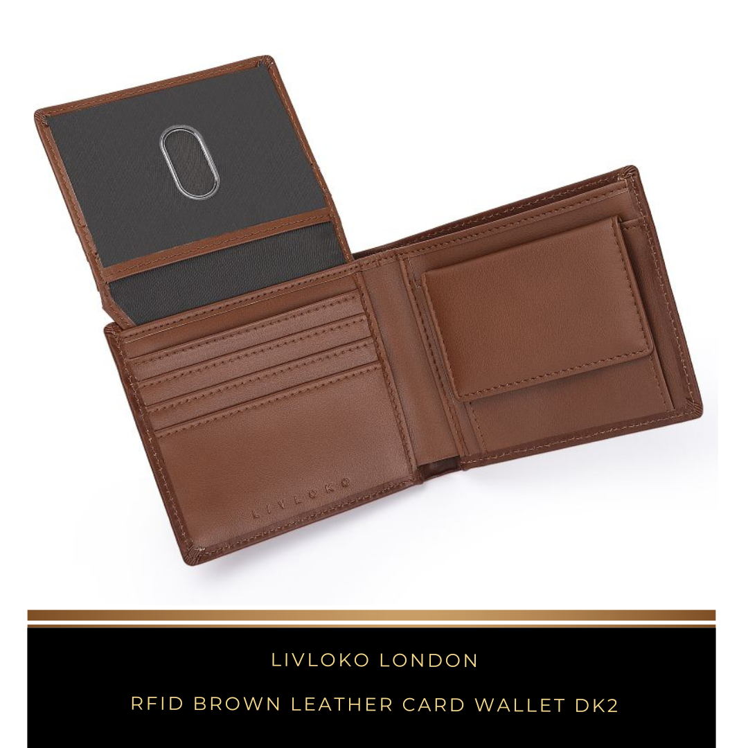 RFID Brown Leather Card Wallet DK2 - Livloko London
