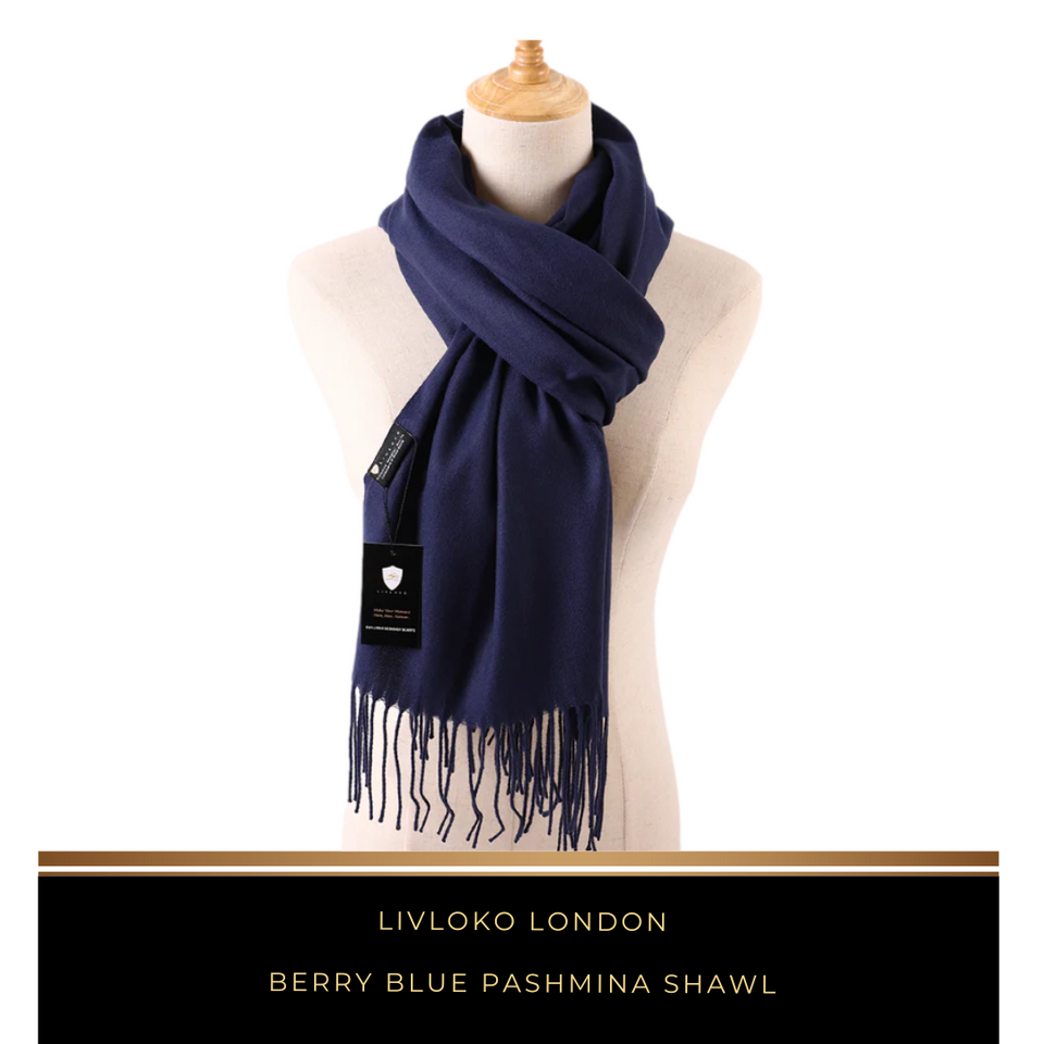 Berry Blue Pashmina Shawl - Livloko London