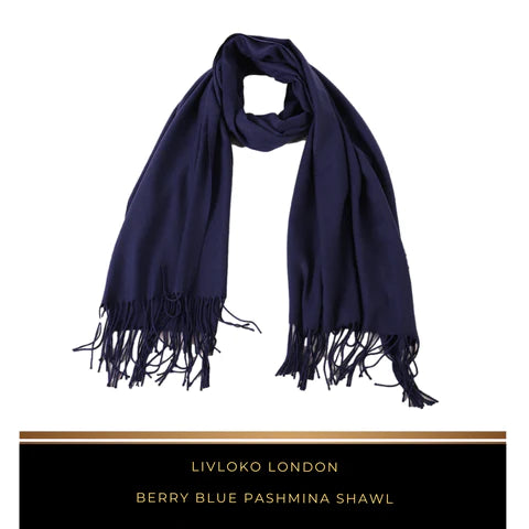 Berry Blue Pashmina Shawl - Livloko London