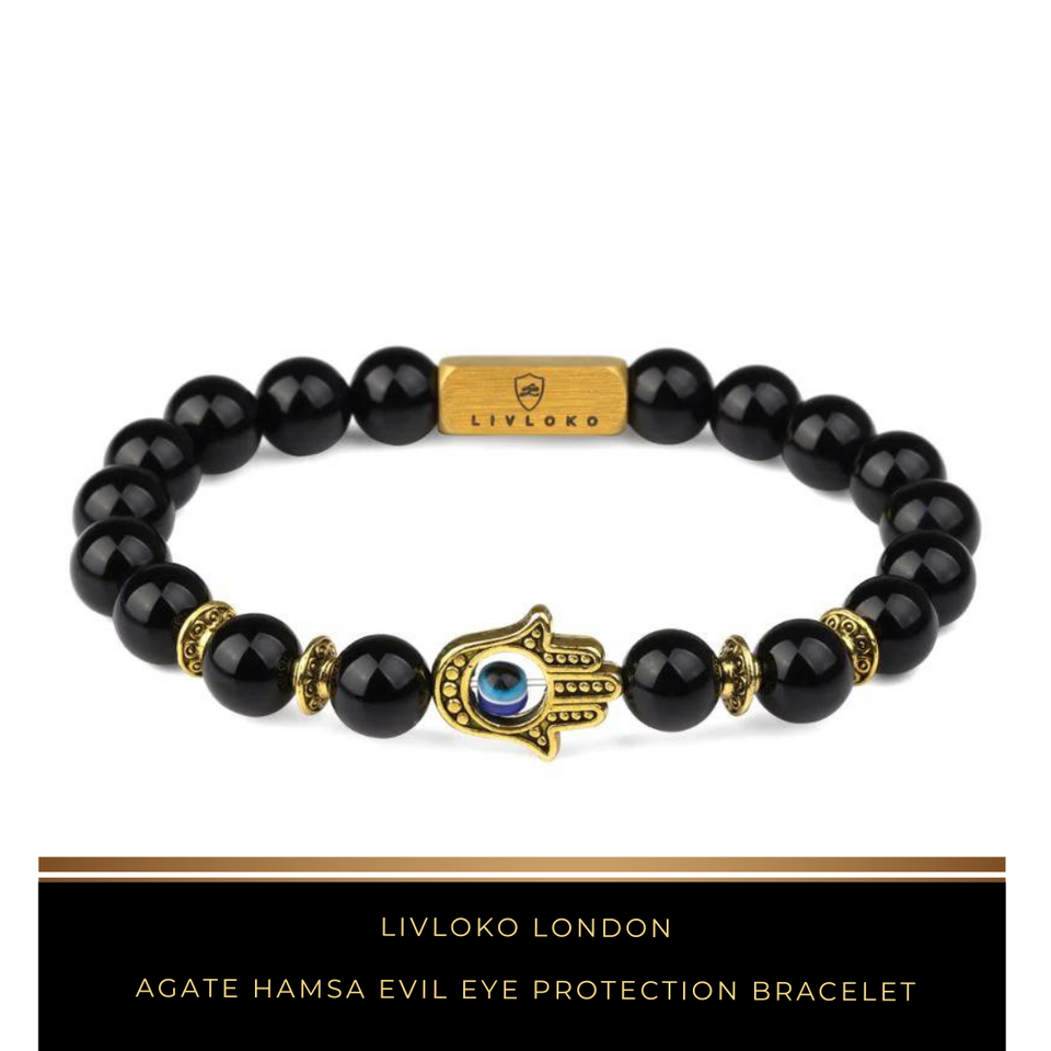 Agate Hamsa Evil Eye Protection Bracelet - Livloko London