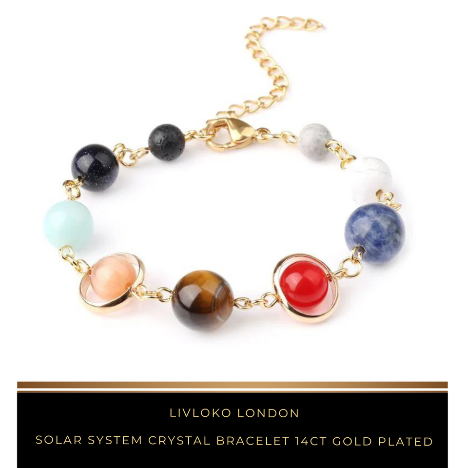 Solar System Crystal Bracelet 14ct Gold Plated - Livloko London
