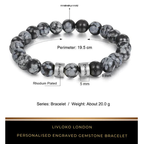 Personalised Engraved Gemstone Bracelet - Livloko London