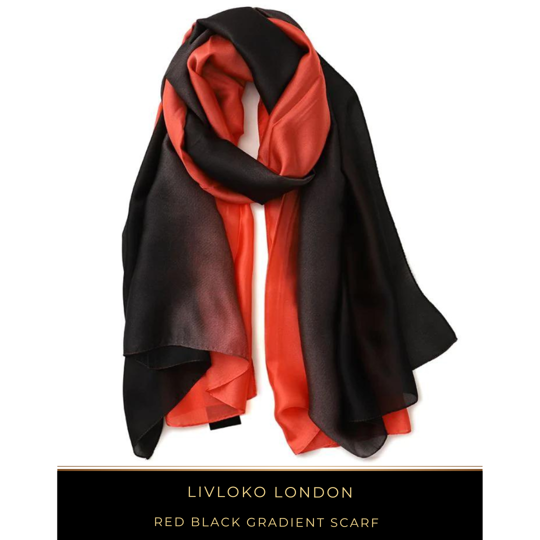 Red Black Gradient Scarf - Livloko London