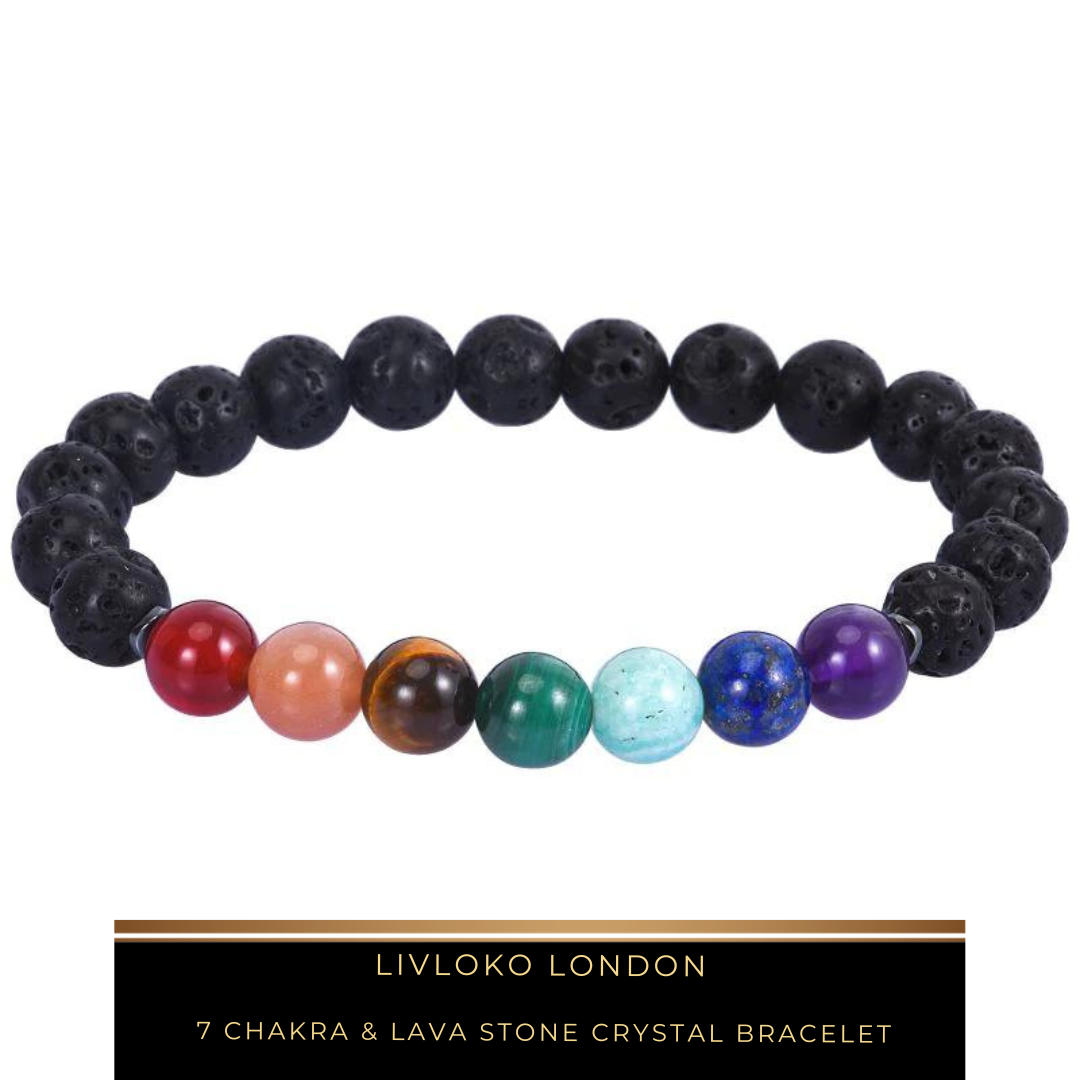 7 Chakra & Lava Stone Crystal Bracelet - Livloko London