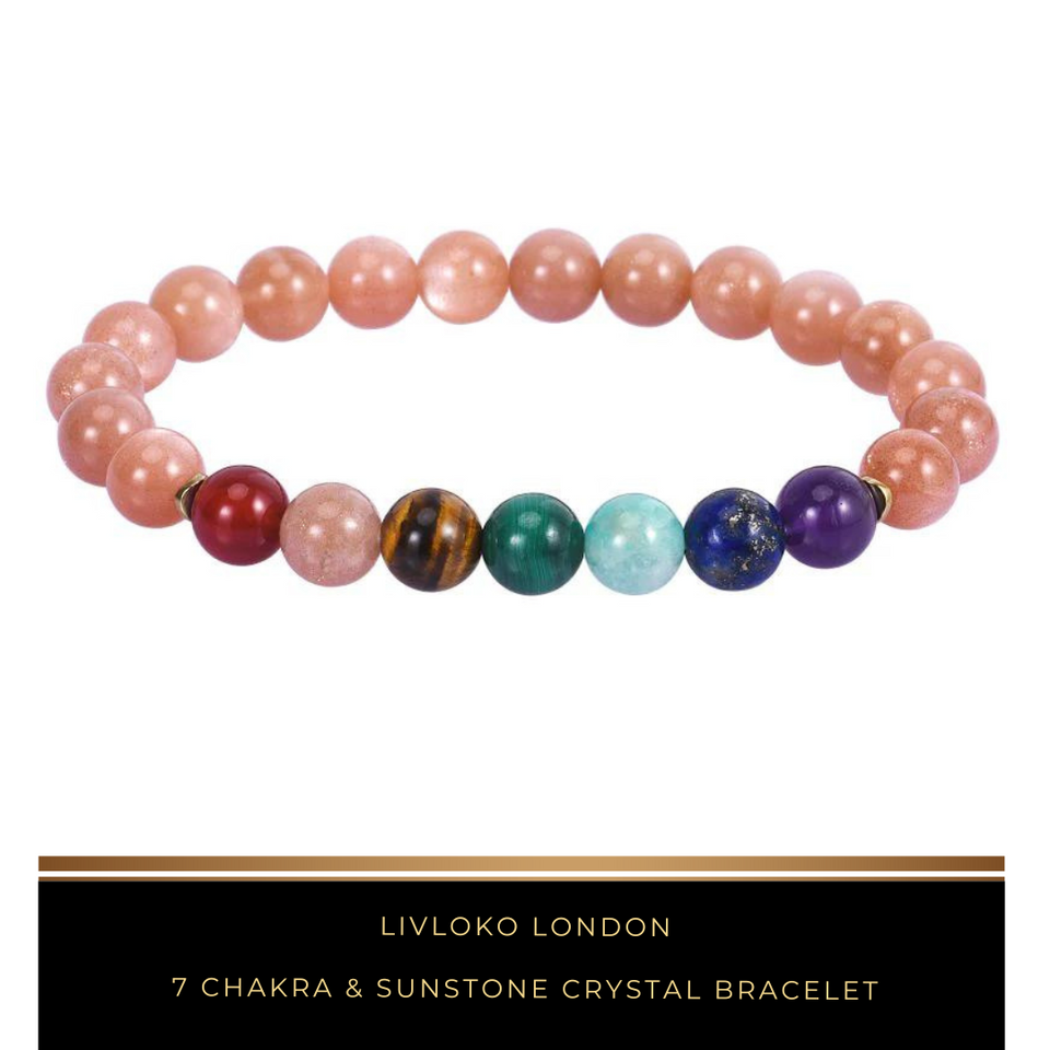 7 Chakra & Sunstone Crystal Bracelet - Livloko London