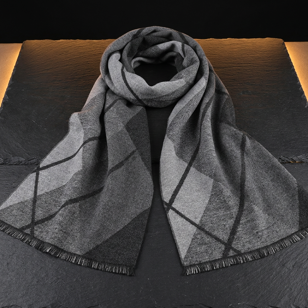 How to choose a scarf: men's grey check wool scarf by Livloko London