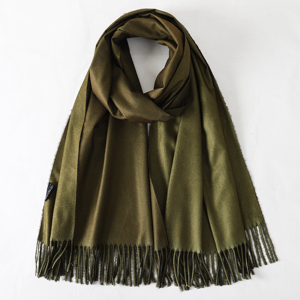 Black and Green Pashmina Shawl, draped to show the design