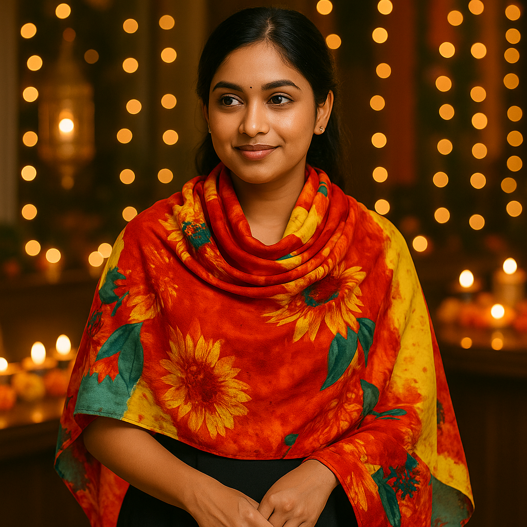 Navy and Light Blue Satin Scarf