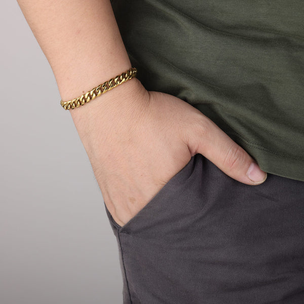  Gold Curb Bracelet
