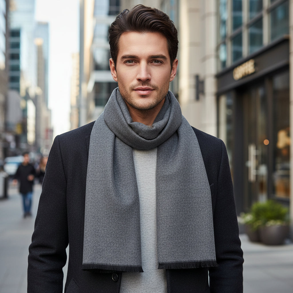 Men's Grey Wool Scarf