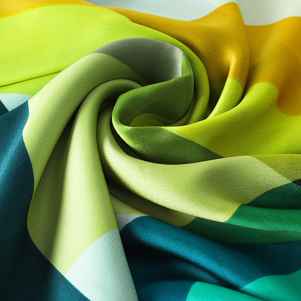 Blue Oriental Flower Scarf