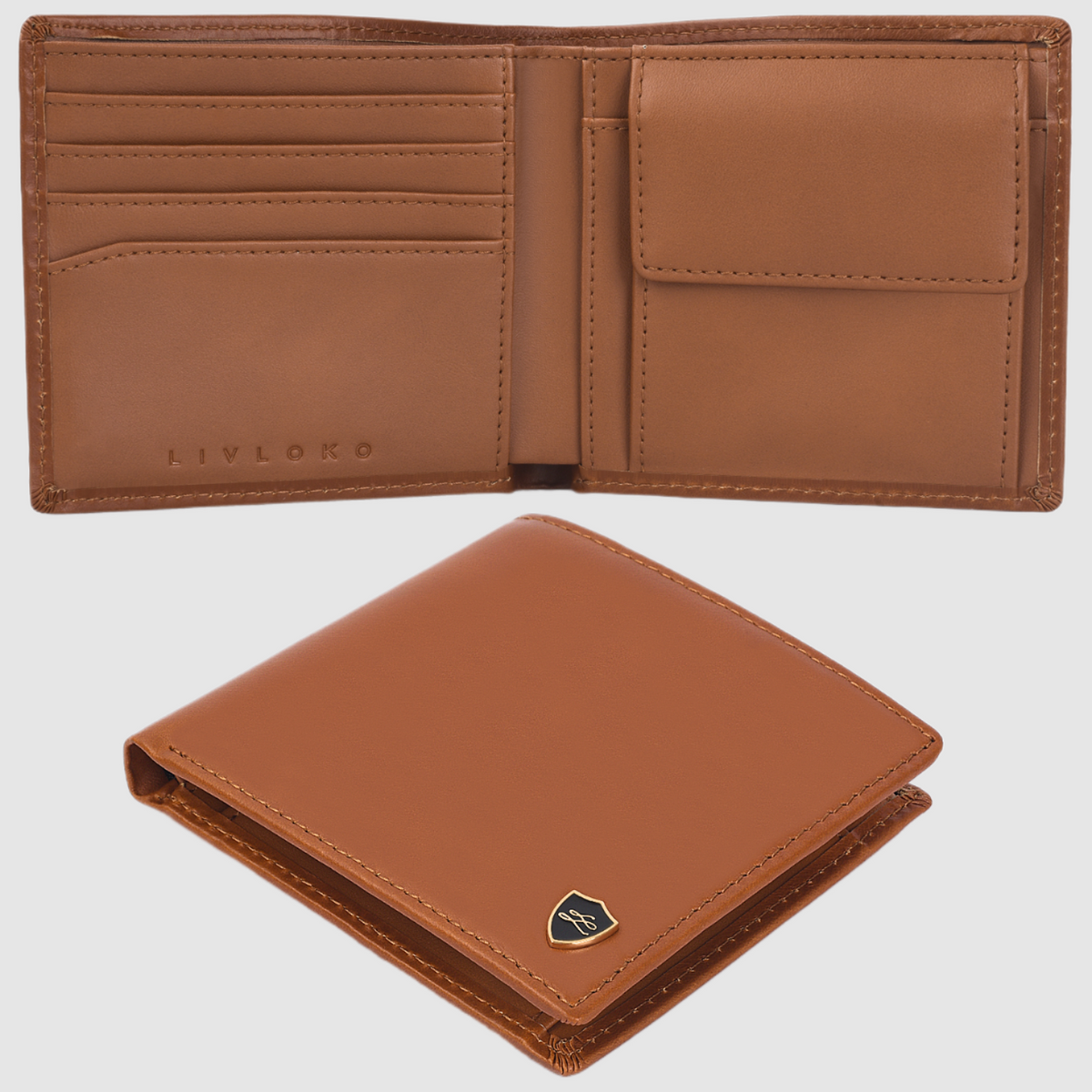 Designer Men's Brown Tan Leather Wallet