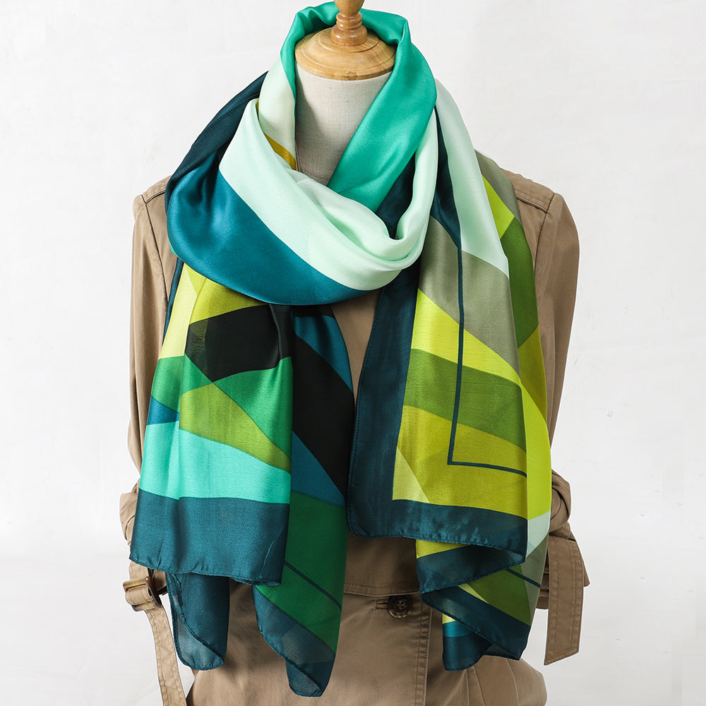 Blue Oriental Flower Scarf