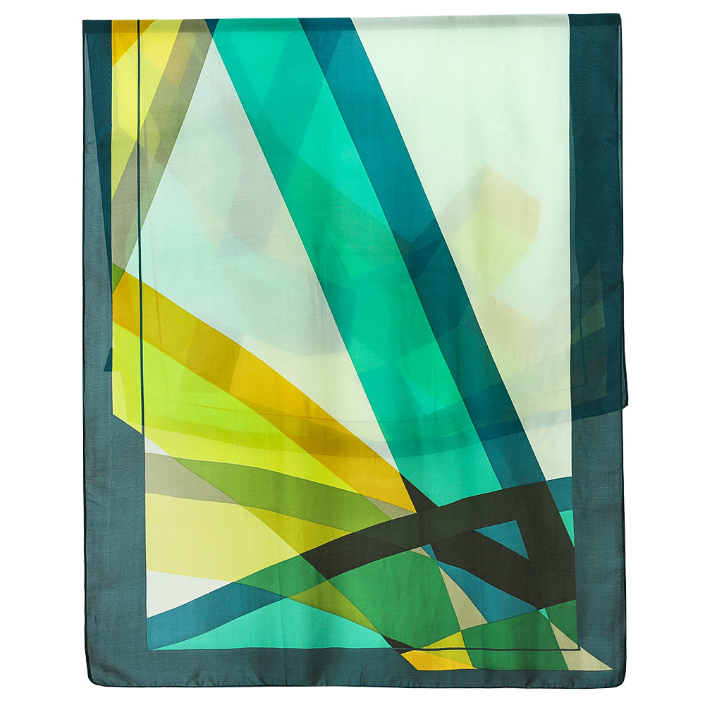 Blue Oriental Flower Scarf