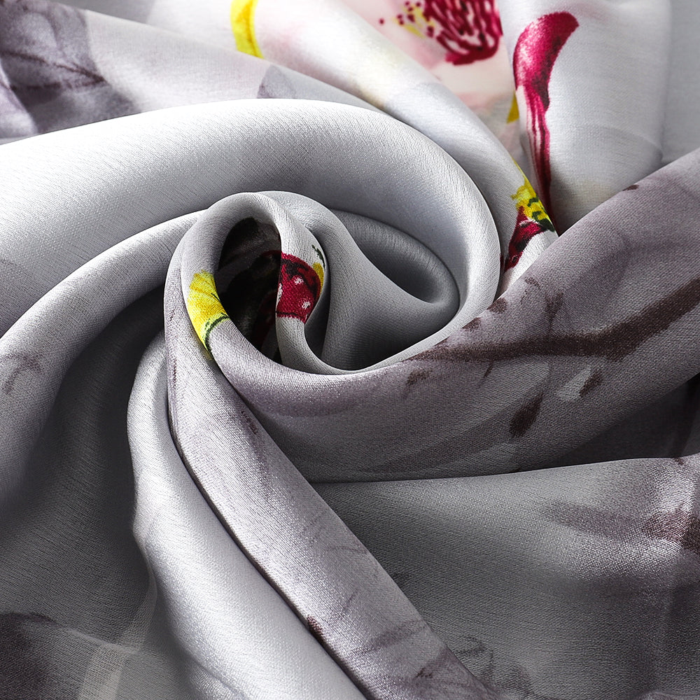 Floral Lightweight Silver Scarf