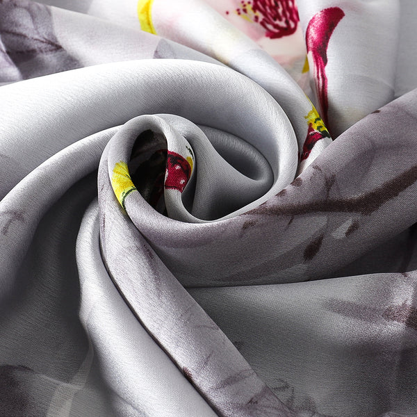 Floral Lightweight Silver Scarf