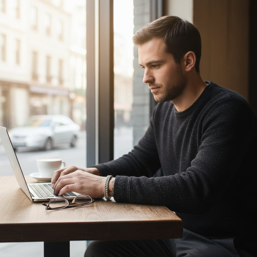 Stainless Steel Men's Chunky Silver Bracelet