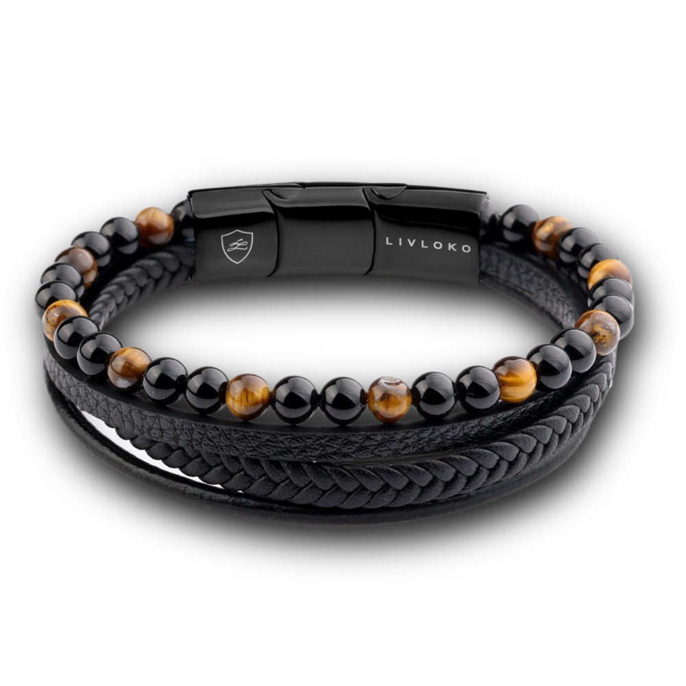 Men's Tiger Eye Leather Bracelet product image