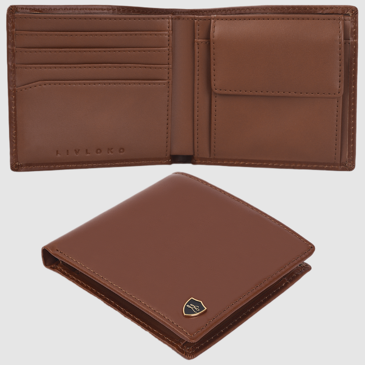 Men's Brown Leather Wallet RFID Card Holder