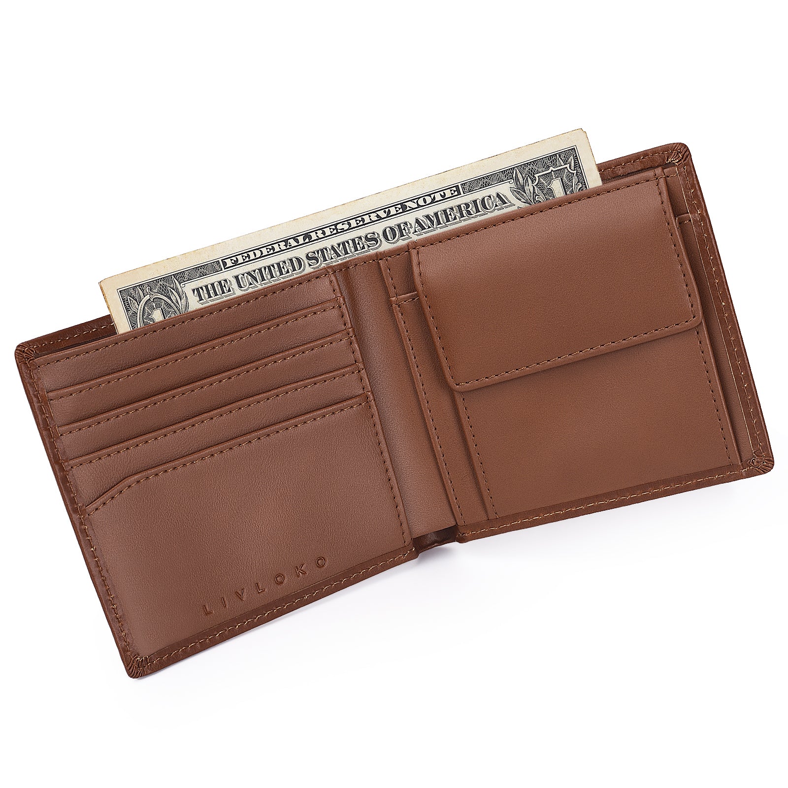 Men's Brown Leather Wallet RFID Card Holder