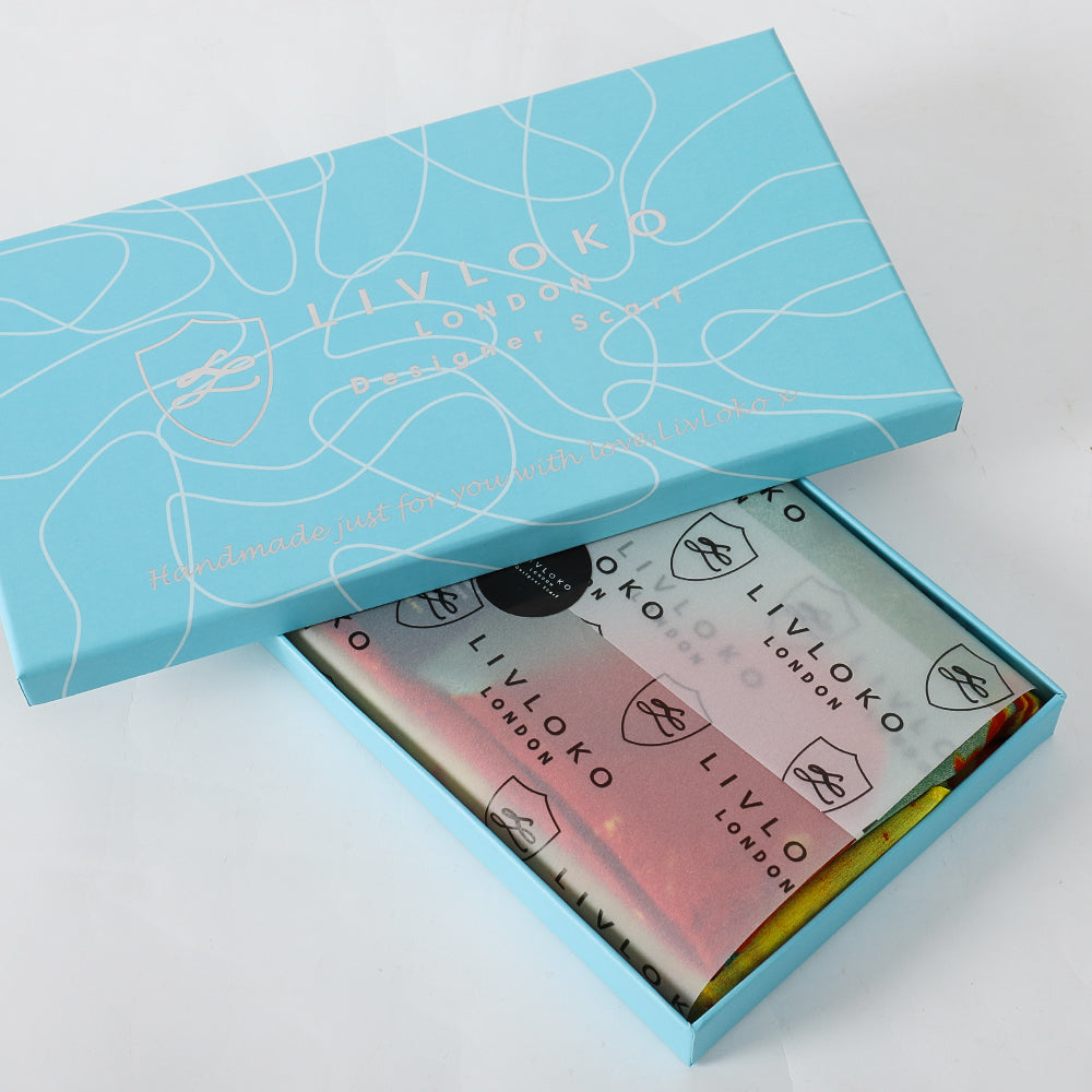 Navy and Light Blue Satin Scarf