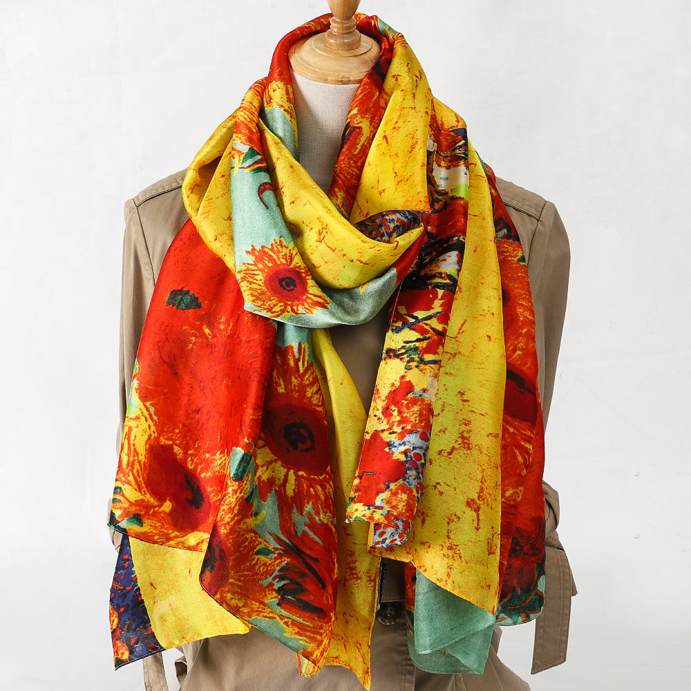 Navy and Light Blue Satin Scarf