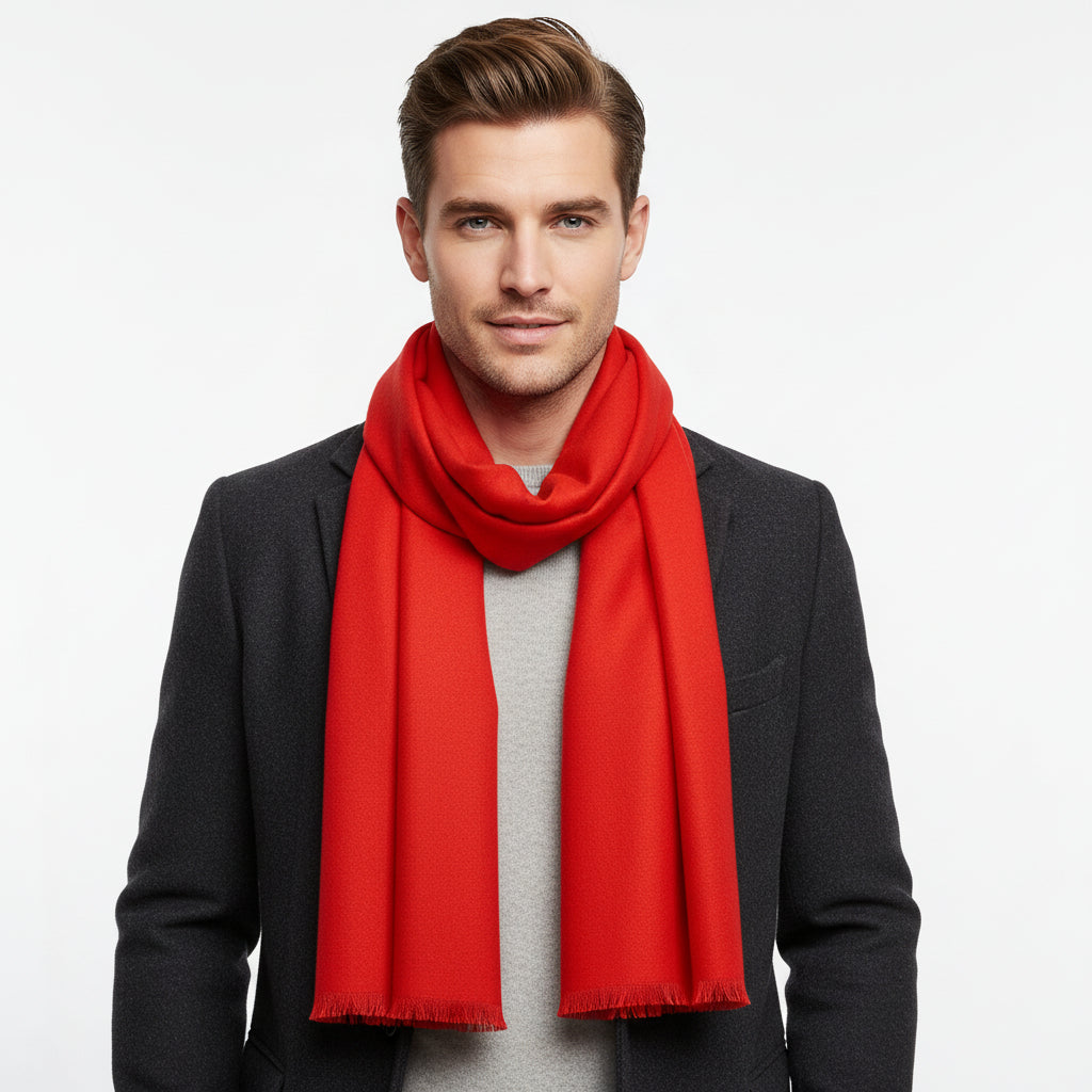 Men's Light Red Wool Scarf