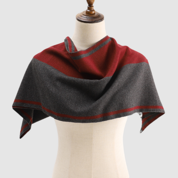 Men's Striped Wool Scarf Maroon Grey