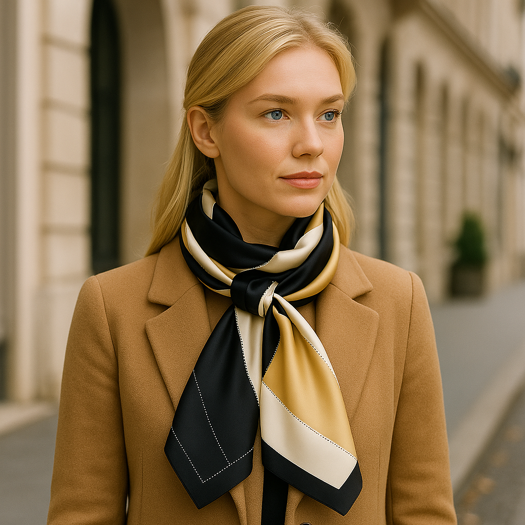 Gold Black and White Scarf