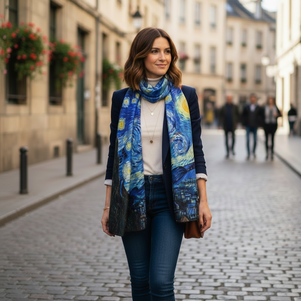 Starry Night Blue Scarf