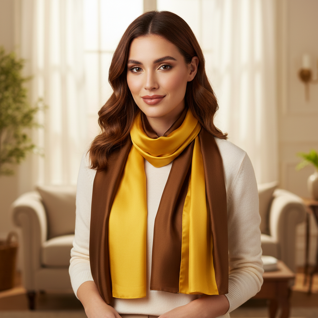Yellow and Brown Neck Scarf