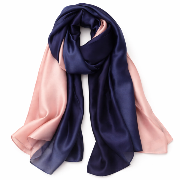 Light Pink and Navy Scarf Satin