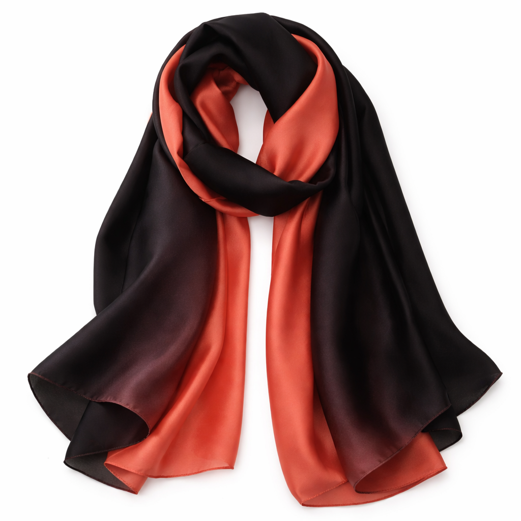 Salmon Red and Black Scarf