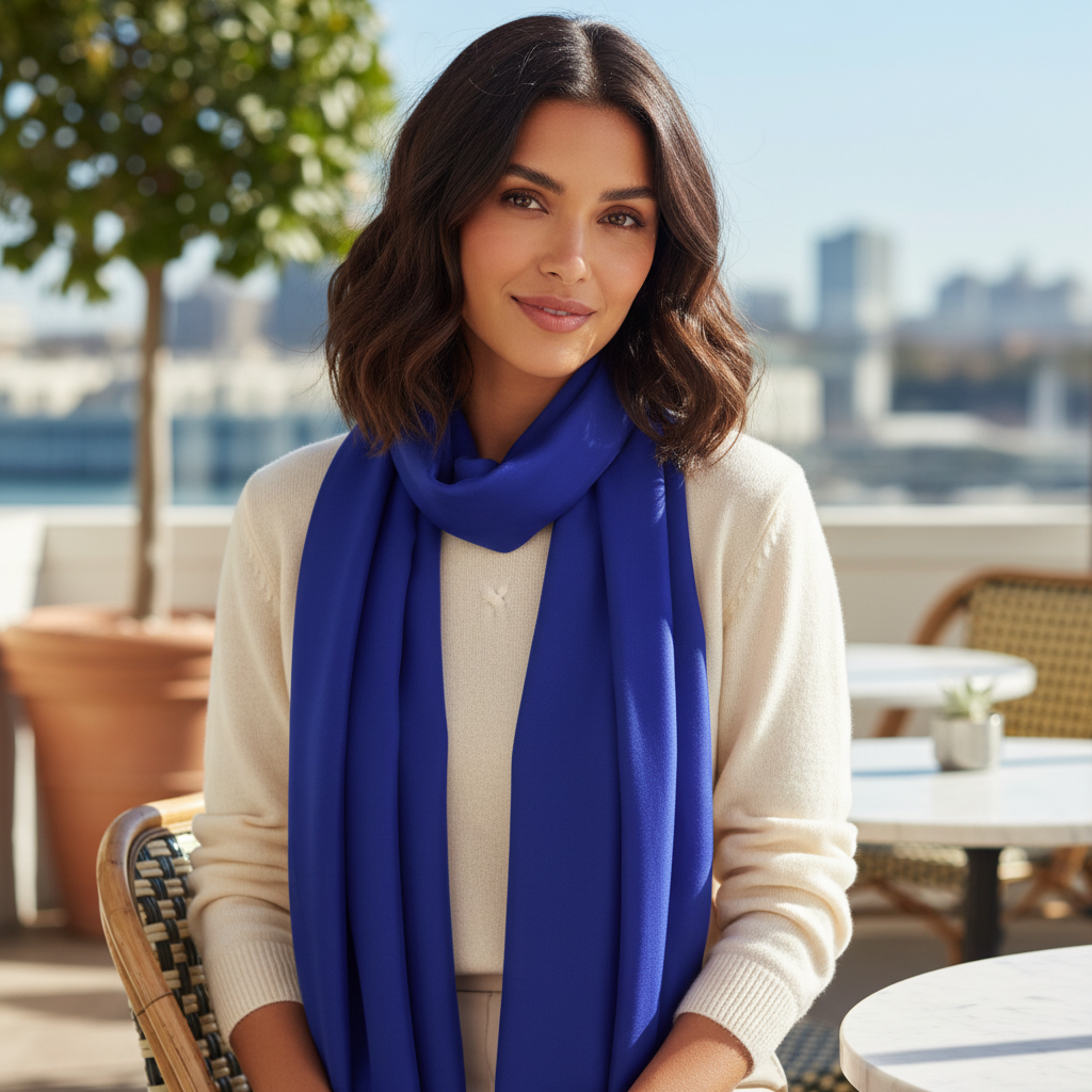 Light Blue Satin Neck Scarf