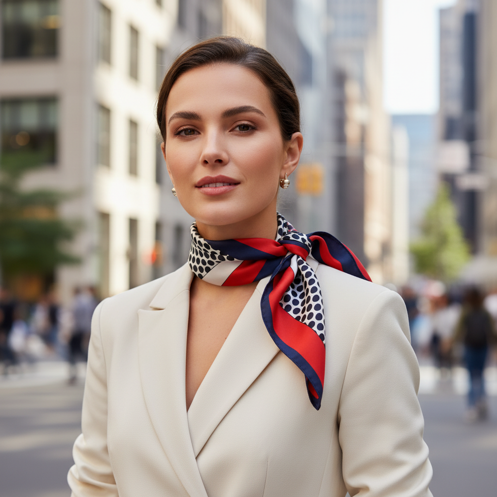 Retro Red and Black Silk Scarf