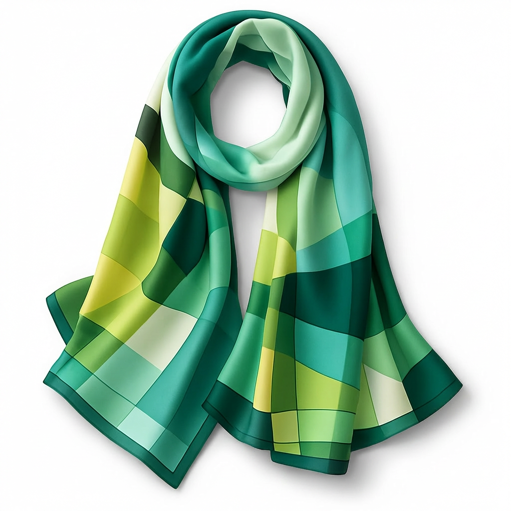 Blue Oriental Flower Scarf