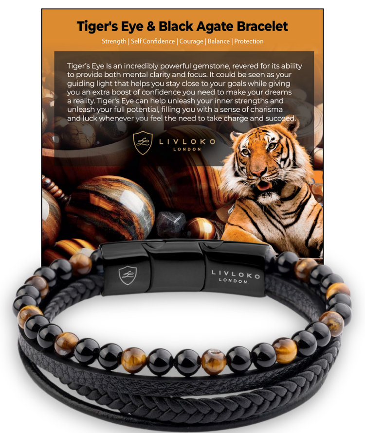Men's Tiger Eye Leather Bracelet