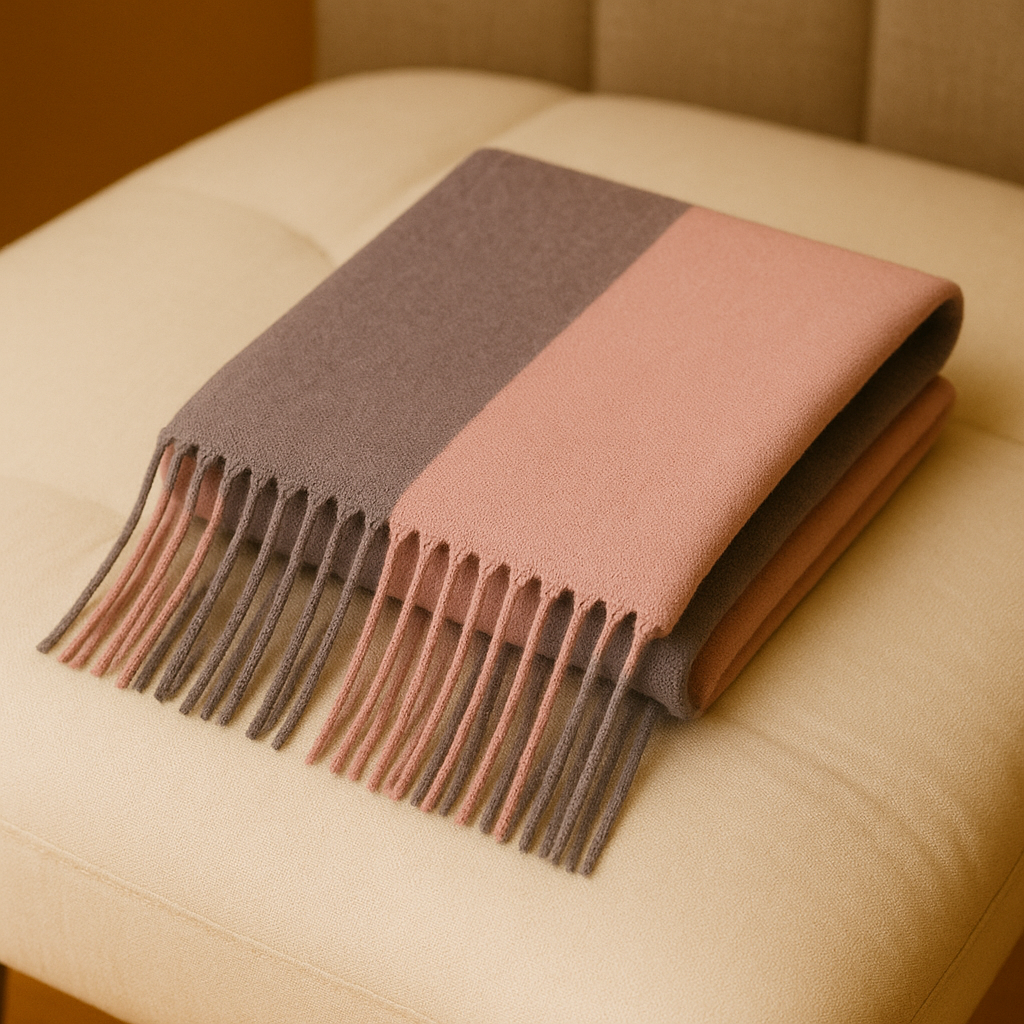 Grey and Pink Pashmina Scarf