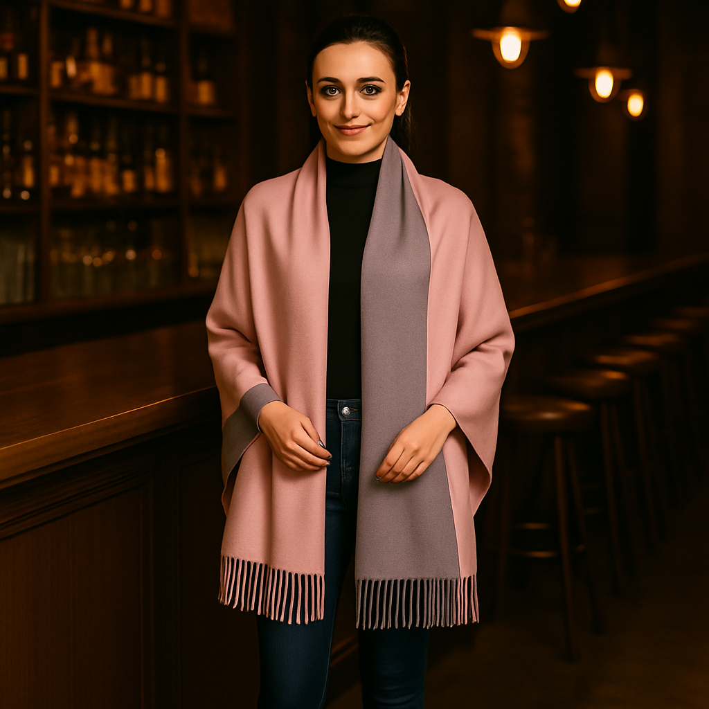 Grey and Pink Pashmina Scarf