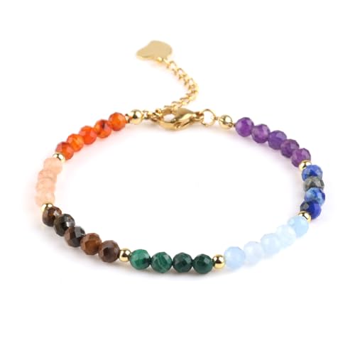 Multicoloured tourmaline crystal bracelet with gold-plated clasp and extension chain