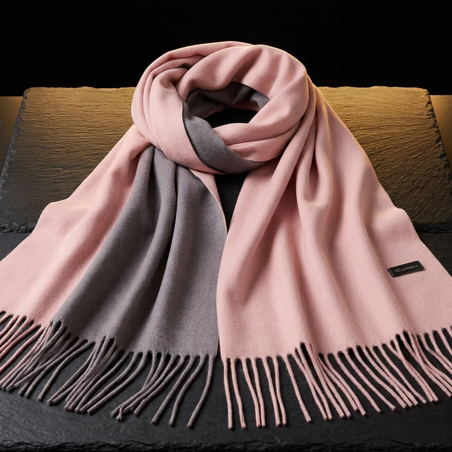 Grey and Pink Pashmina Scarf for Women, 200 × 80 cm