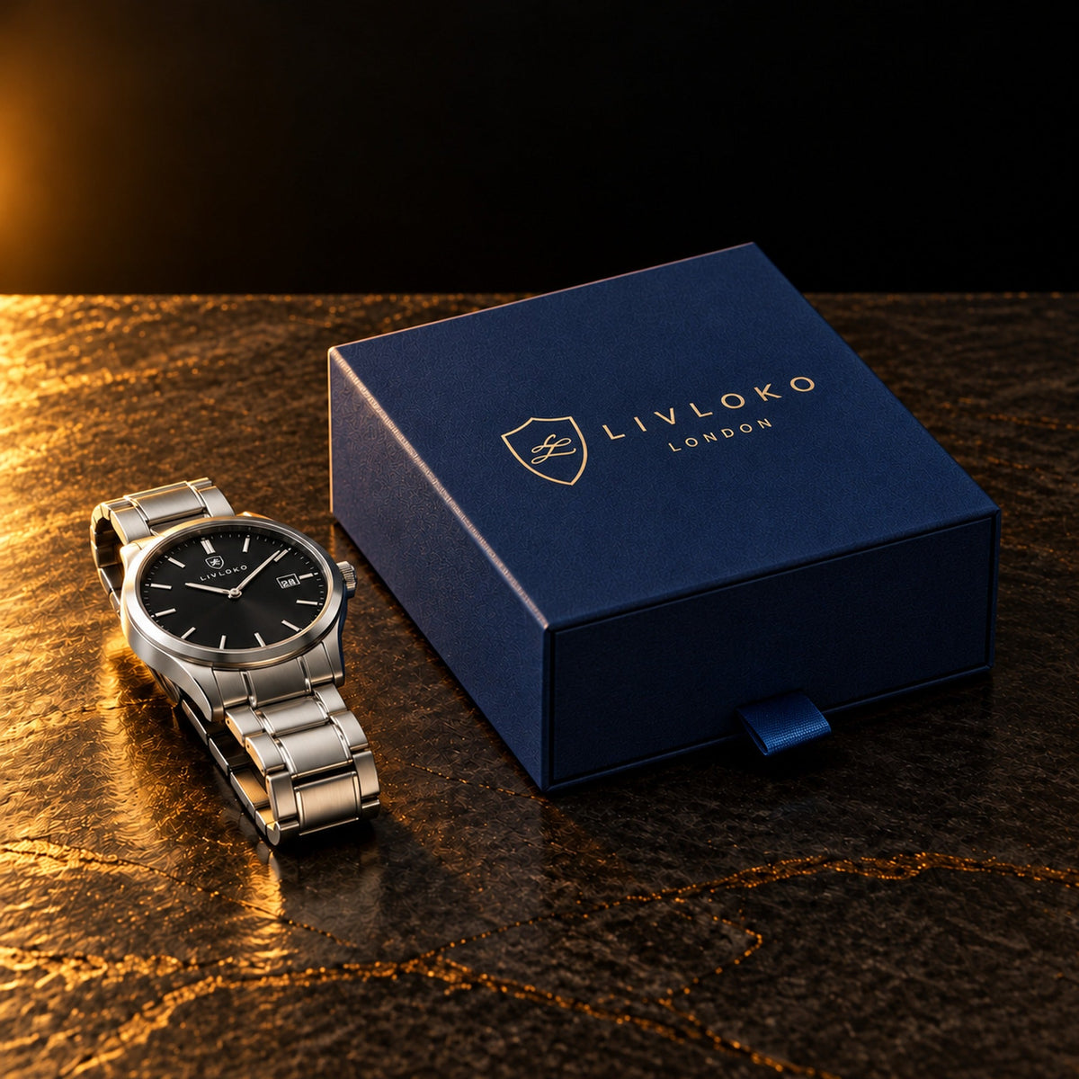 LIVLOKO London gift box for the men's tiger eye and agate bracelet, an anniversary or birthday gift for a husband