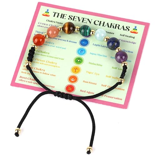 Women's Chakra Crystal Cord Bracelet showing the bead design