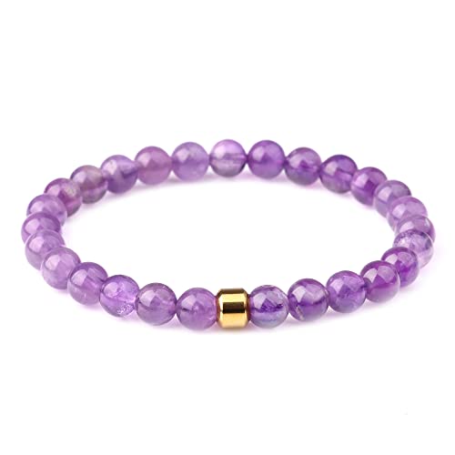 Purple crystal bead bracelet with small gold-tone accent